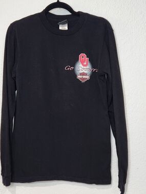 Harley-Davidson Black Long-Sleeve Kids Tee with Red OU Logo
